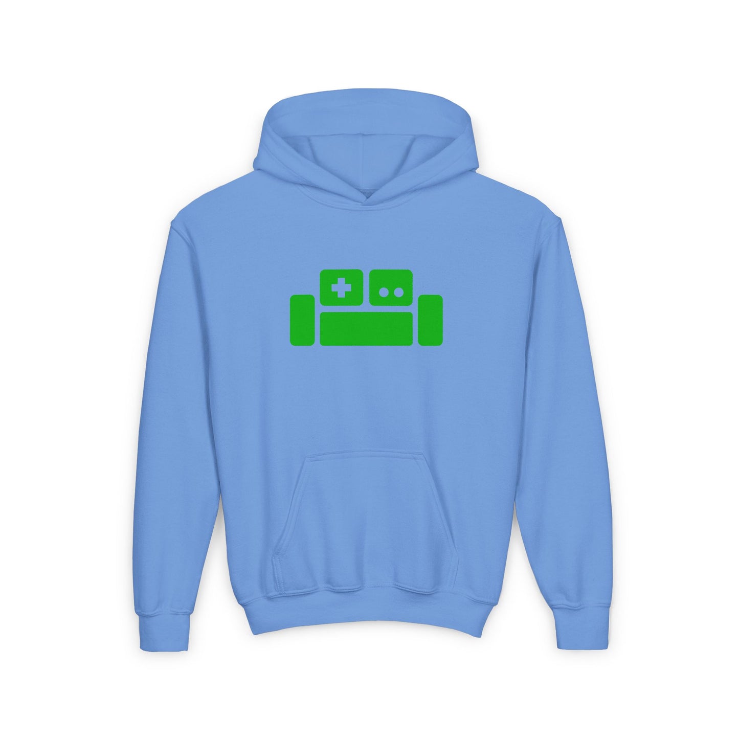 Basement Logo Kids Hoodie (green couch)