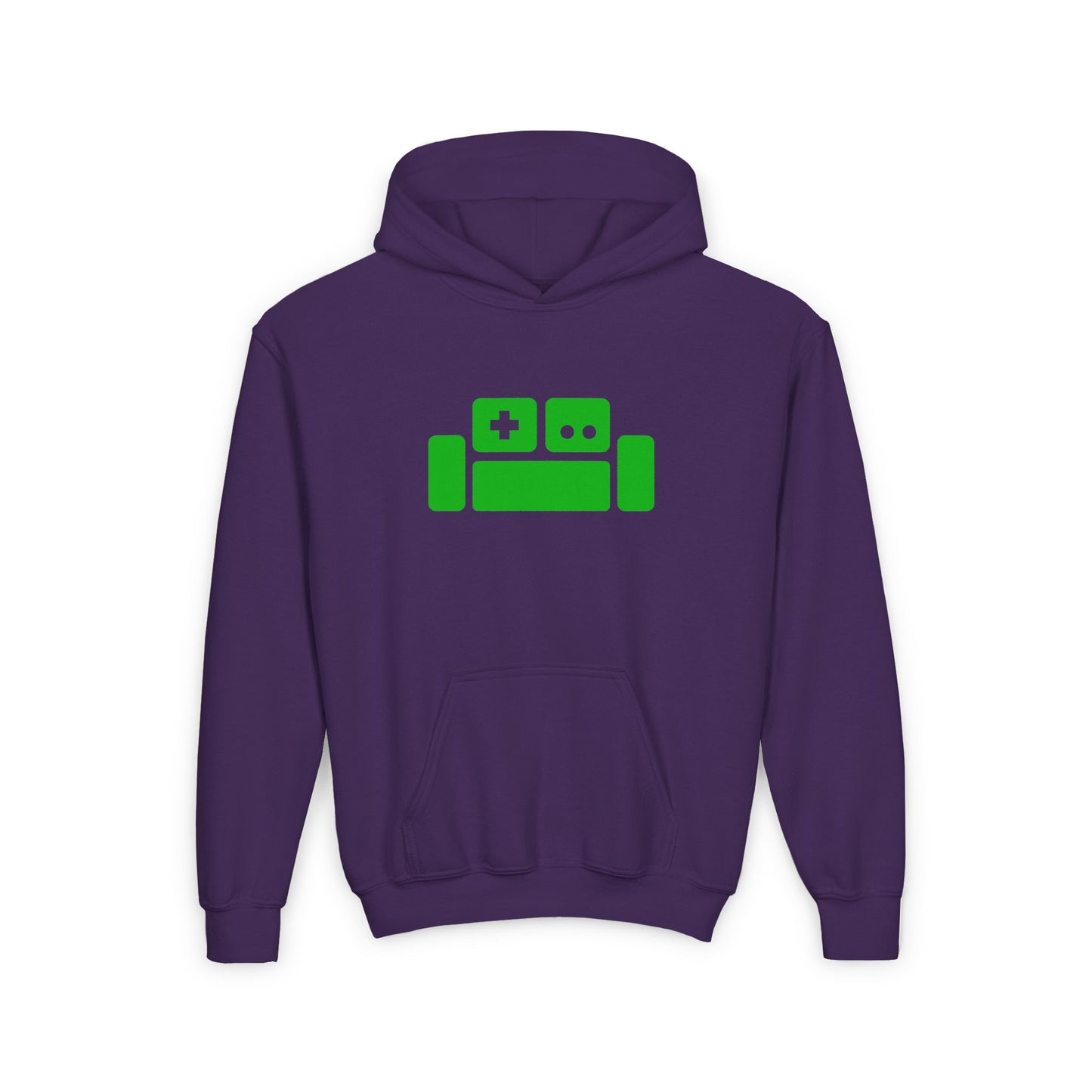Basement Logo Kids Hoodie (green couch)