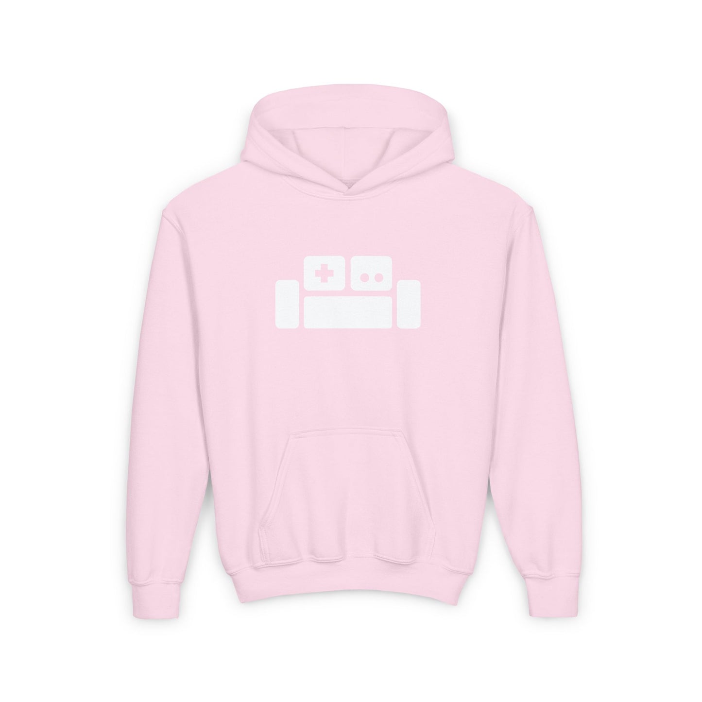 Basement Logo Kids Hoodie (white couch)