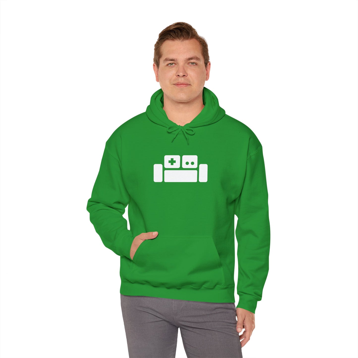 Basement Logo Adult Unisex Hoodie (white couch)