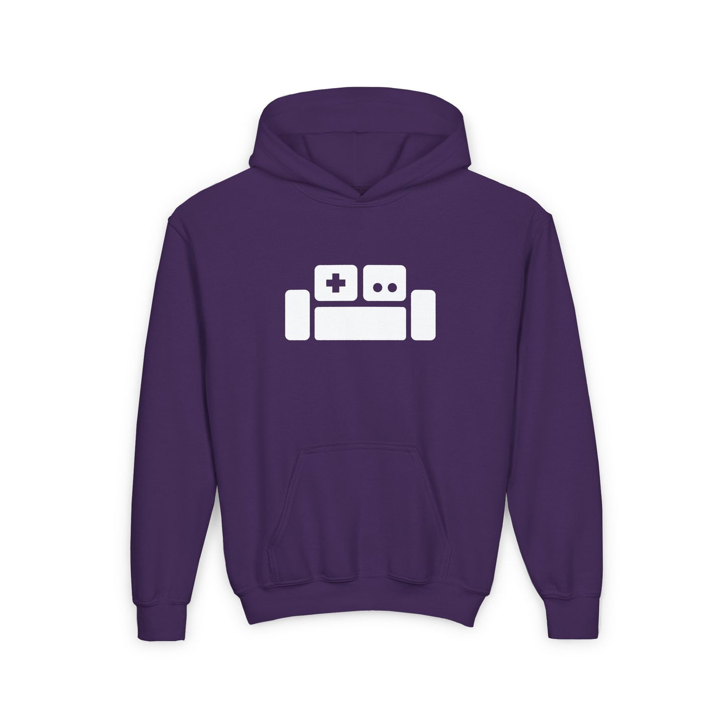 Basement Logo Kids Hoodie (white couch)