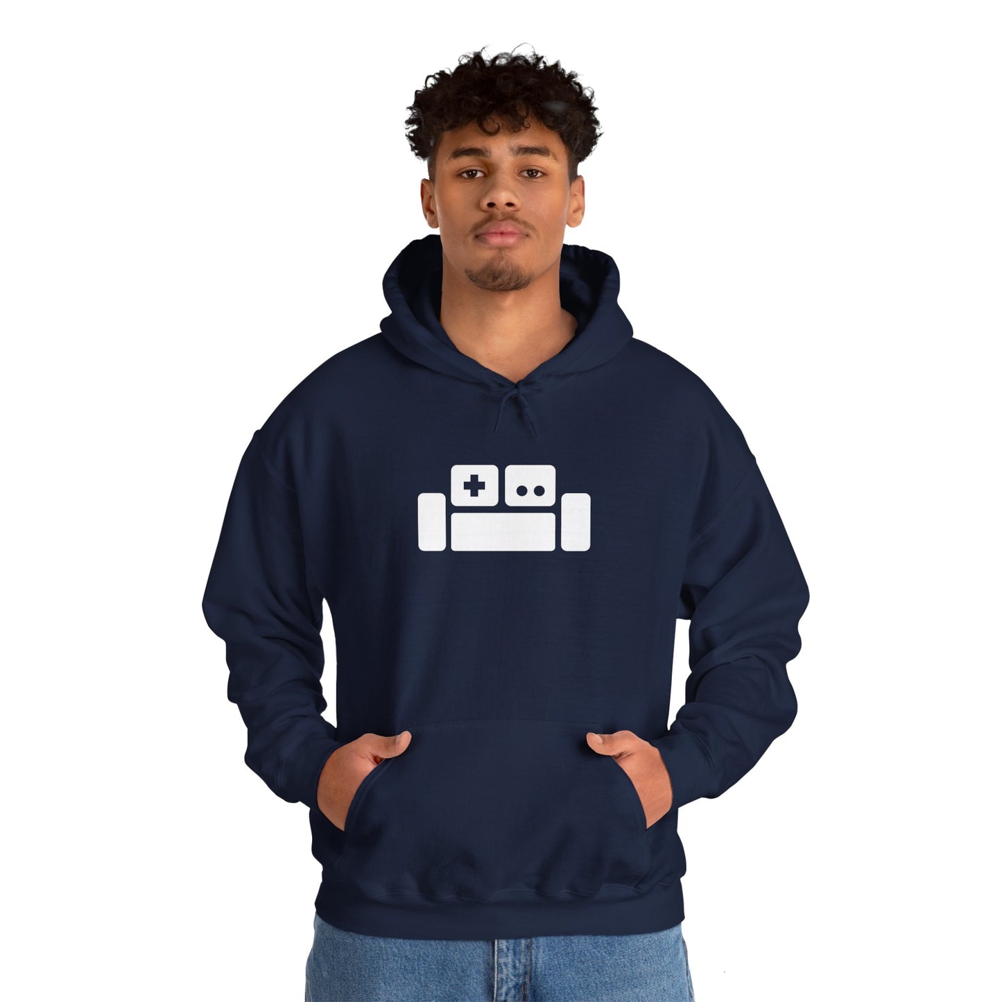 Basement Logo Adult Unisex Hoodie (white couch)