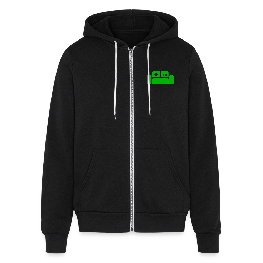 Basement Logo Zip-up Hoodie (Green Couch) - black