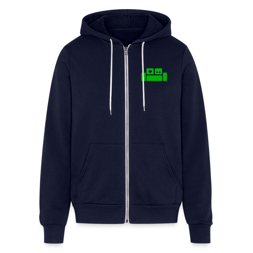 Basement Logo Zip-up Hoodie (Green Couch) - navy