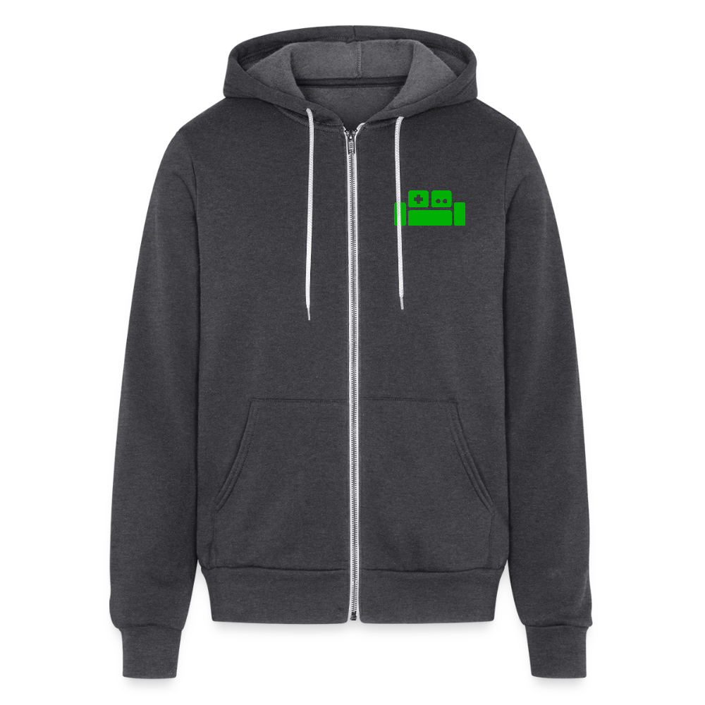 Basement Logo Zip-up Hoodie (Green Couch) - charcoal grey