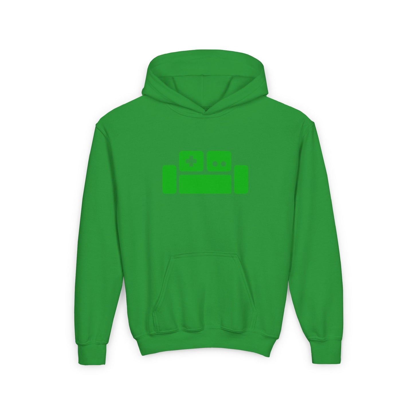 Basement Logo Kids Hoodie (green couch)