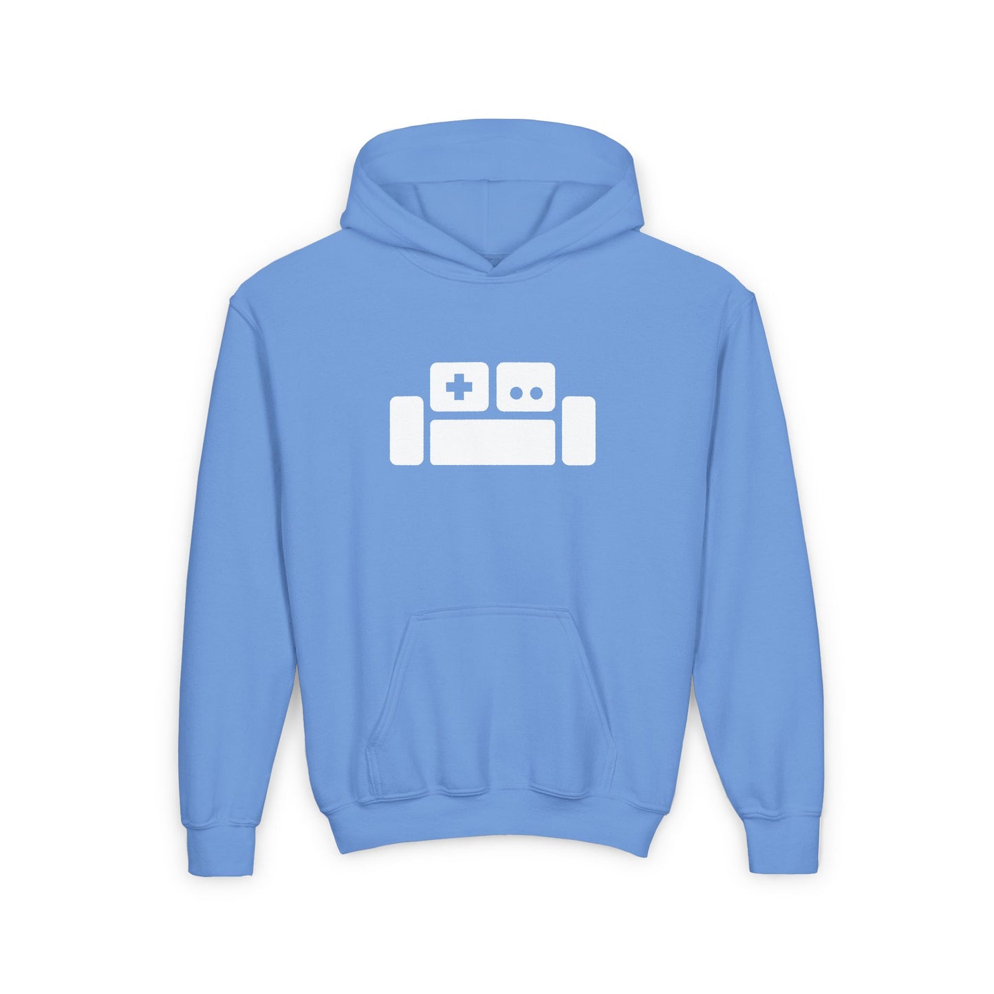 Basement Logo Kids Hoodie (white couch)