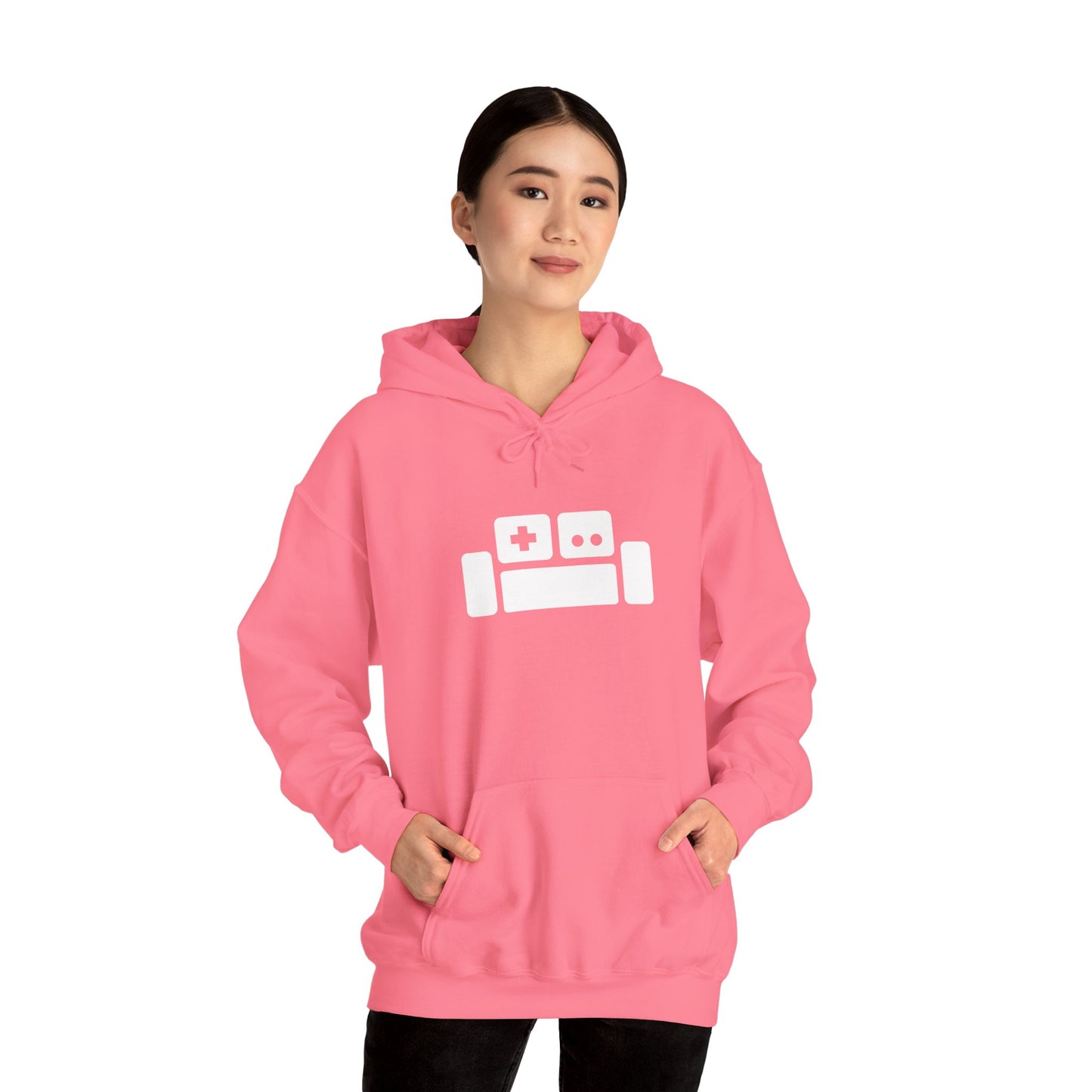 Basement Logo Adult Unisex Hoodie (white couch)
