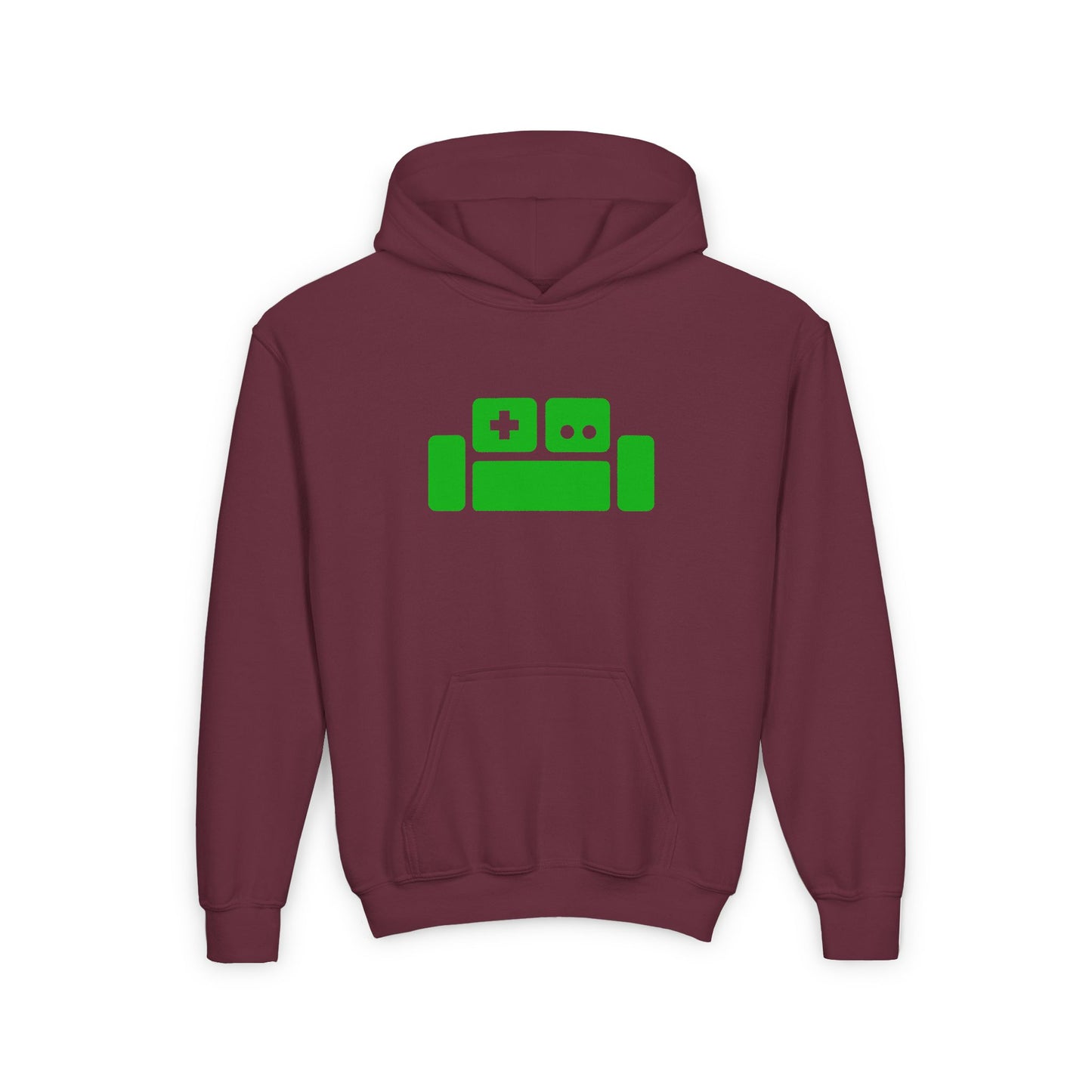 Basement Logo Kids Hoodie (green couch)