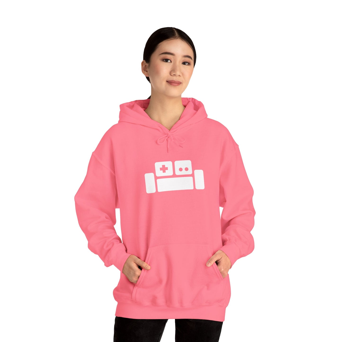 Basement Logo Adult Unisex Hoodie (white couch)