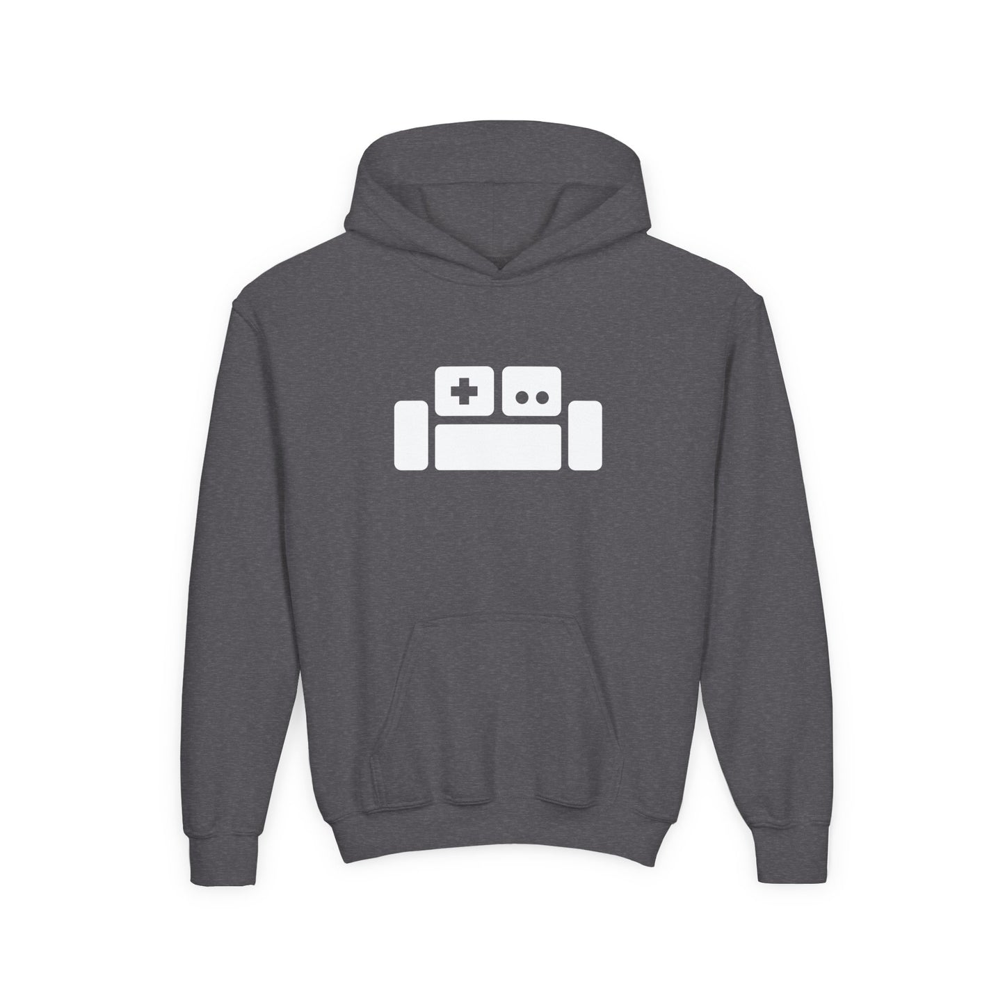 Basement Logo Kids Hoodie (white couch)