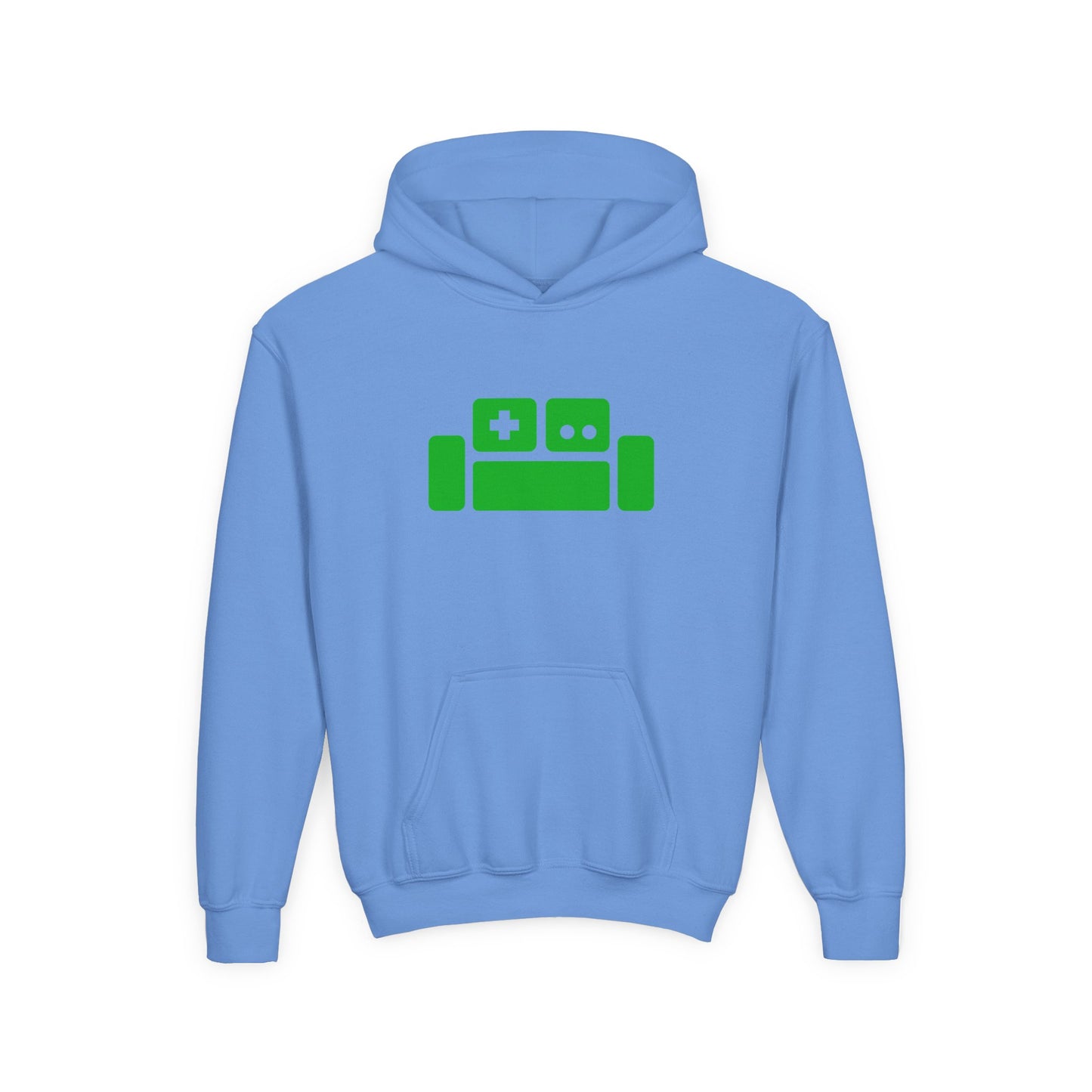 Basement Logo Kids Hoodie (green couch)