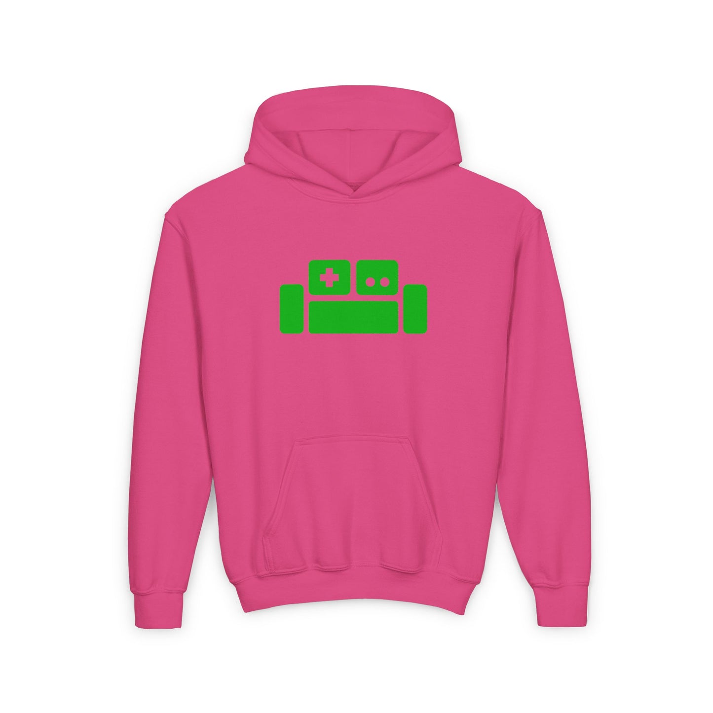 Basement Logo Kids Hoodie (green couch)