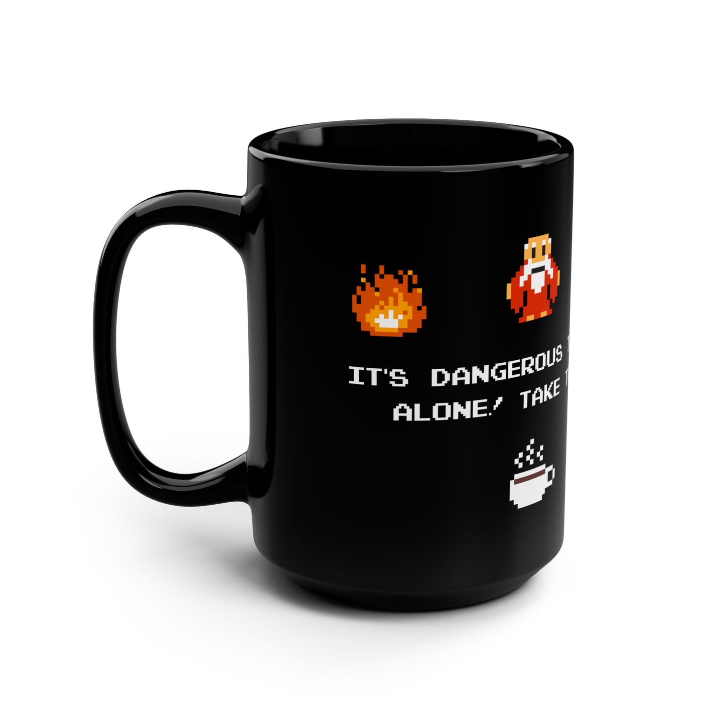 Dangerous to Go Without Coffee - Retro Gamer Black Mug - 15oz