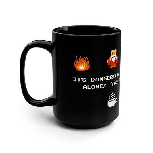 Dangerous to Go Without Coffee - Retro Gamer Black Mug - 15oz