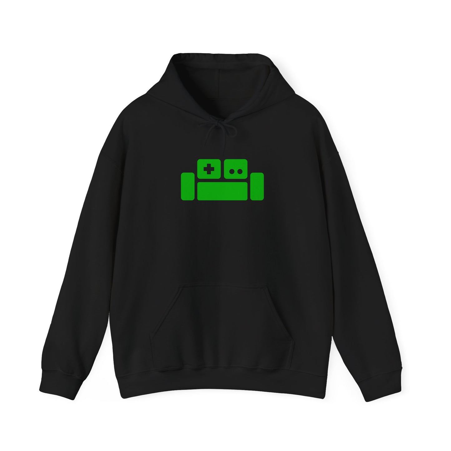 Basement Logo Adult Unisex Hoodie (green couch)