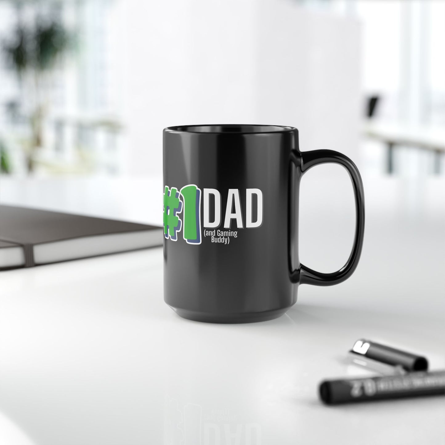 #1 Dad (and Gaming Buddy) Black Ceramic Mug