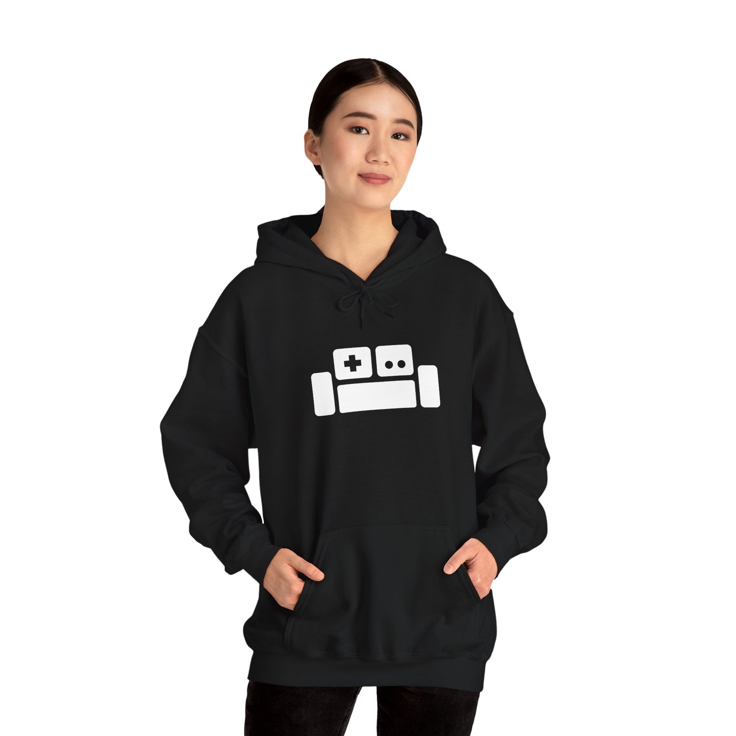 Basement Logo Adult Unisex Hoodie (white couch)