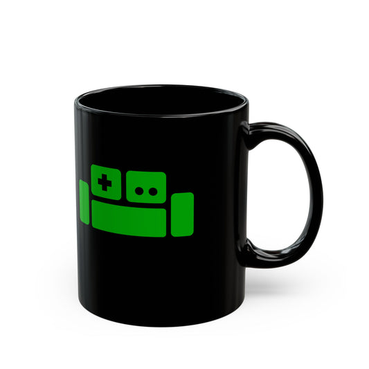 Basement Logo Mug -  black mug - 11oz (green couch)