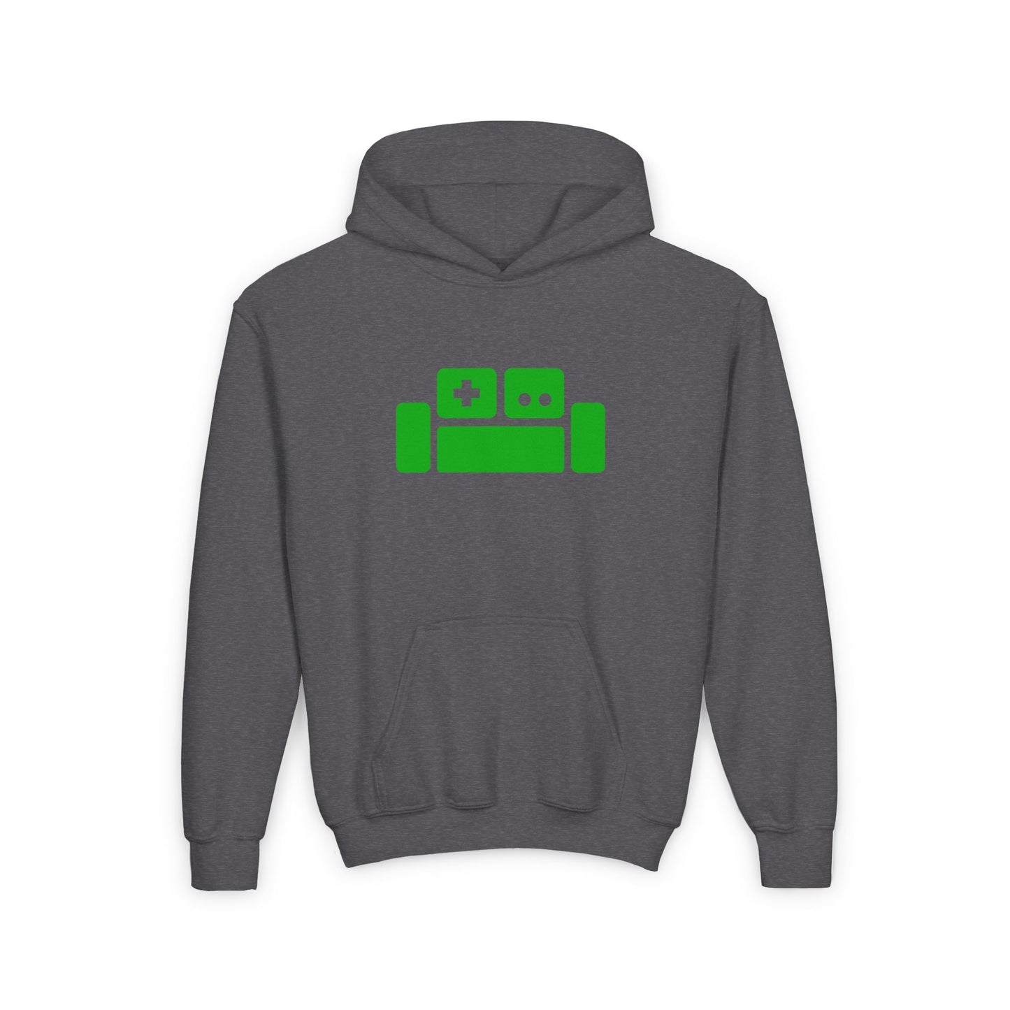Basement Logo Kids Hoodie (green couch)