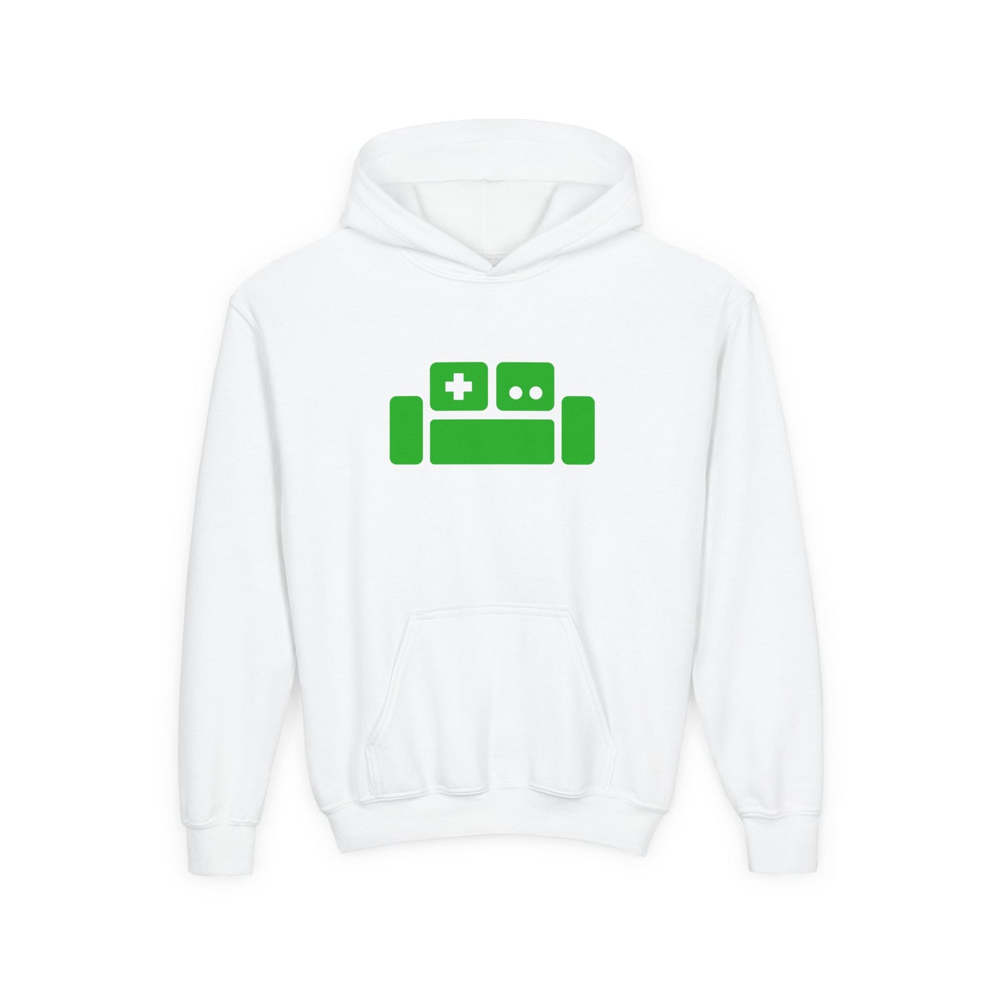 Basement Logo Kids Hoodie (green couch)