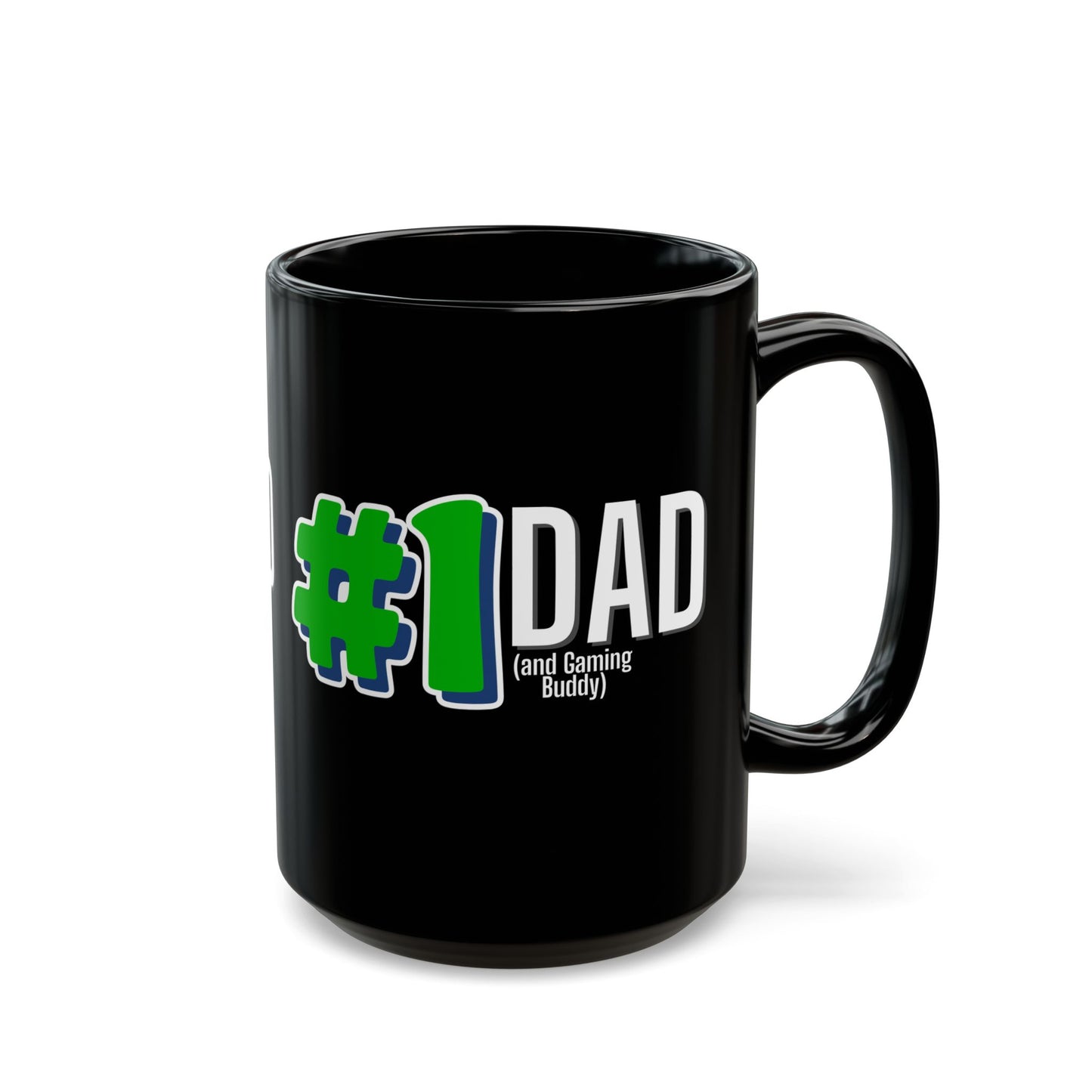 #1 Dad (and Gaming Buddy) Black Ceramic Mug