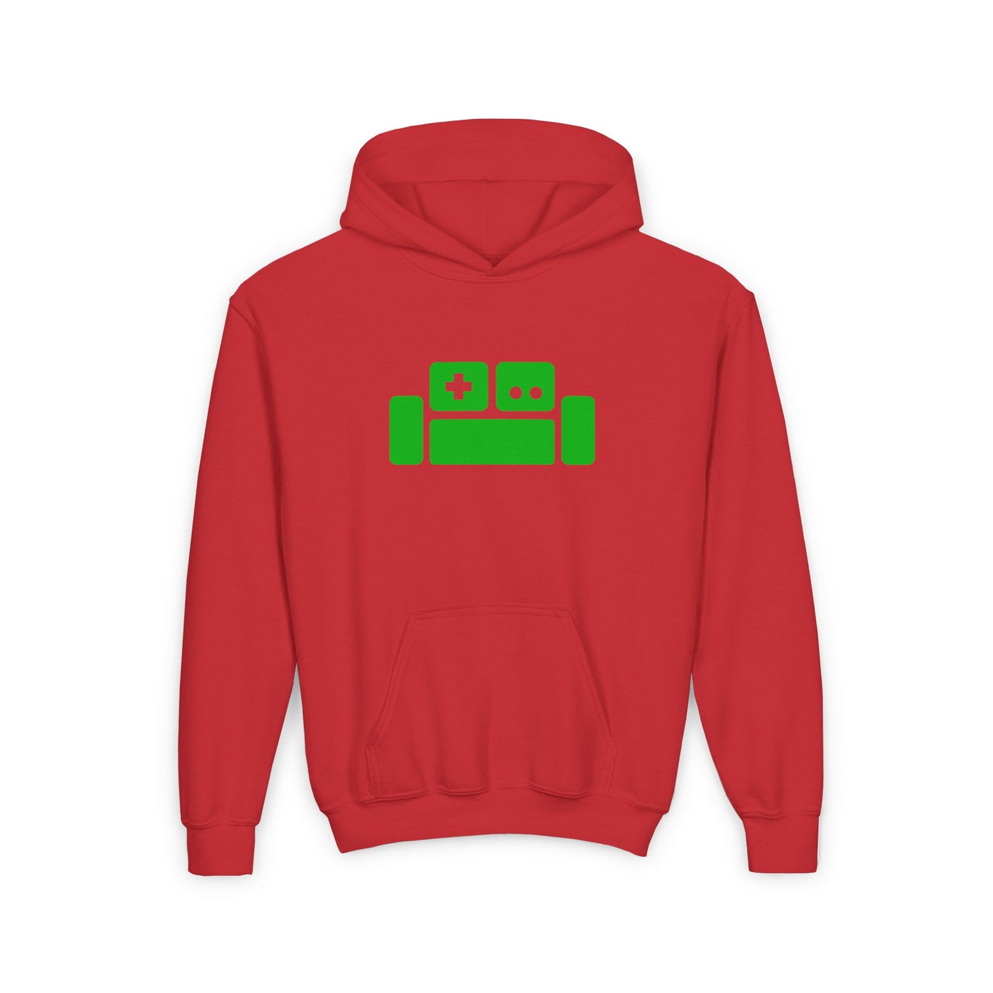 Basement Logo Kids Hoodie (green couch)