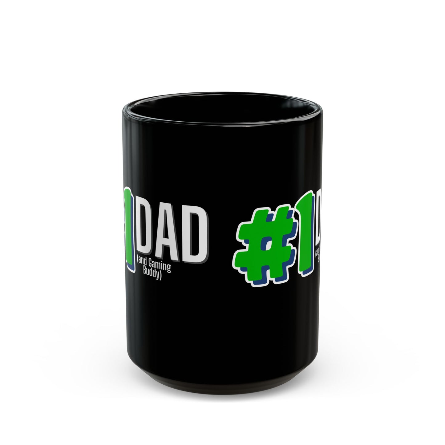 #1 Dad (and Gaming Buddy) Black Ceramic Mug