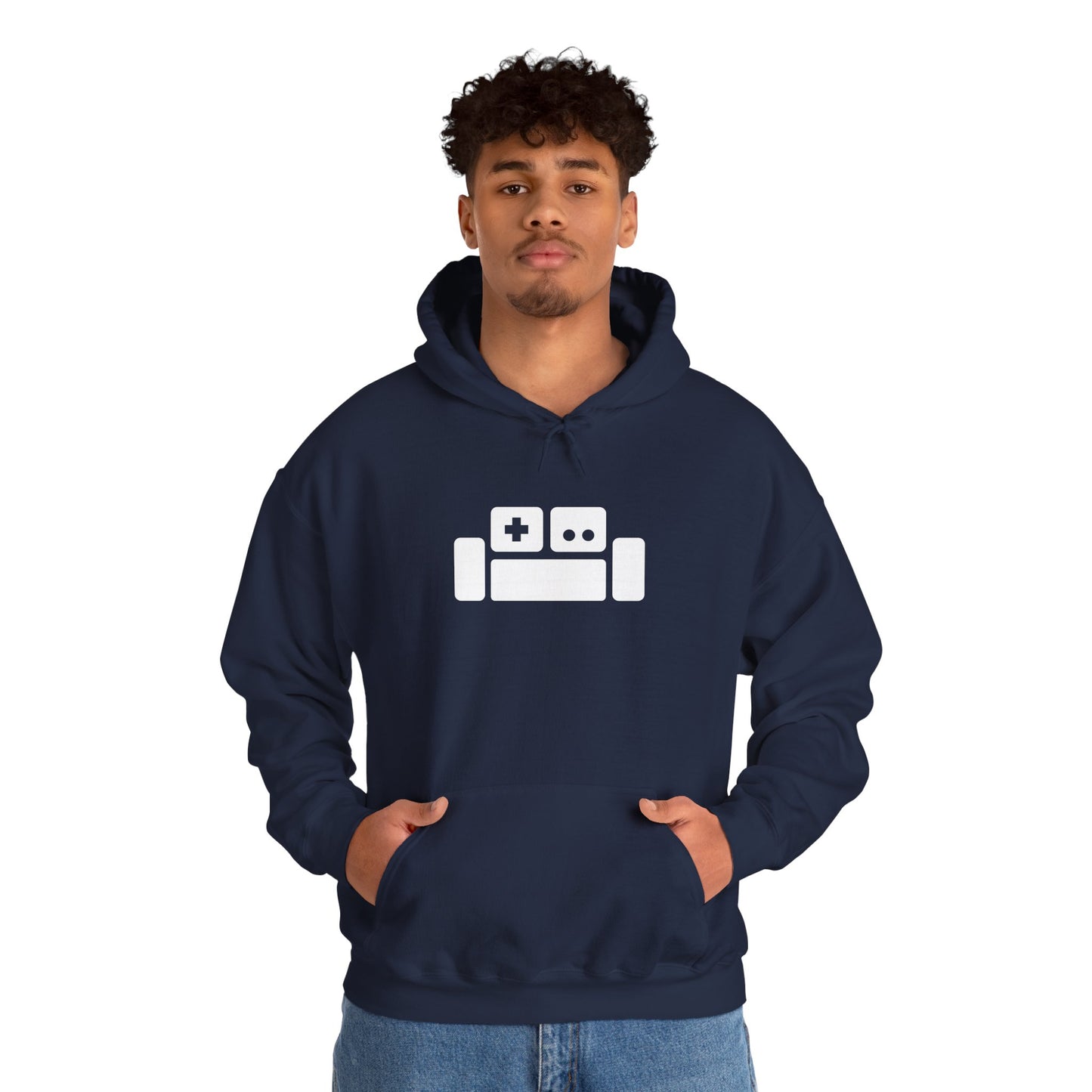 Basement Logo Adult Unisex Hoodie (white couch)
