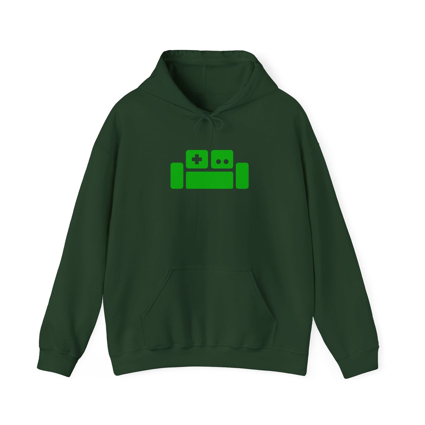 Basement Logo Adult Unisex Hoodie (green couch)