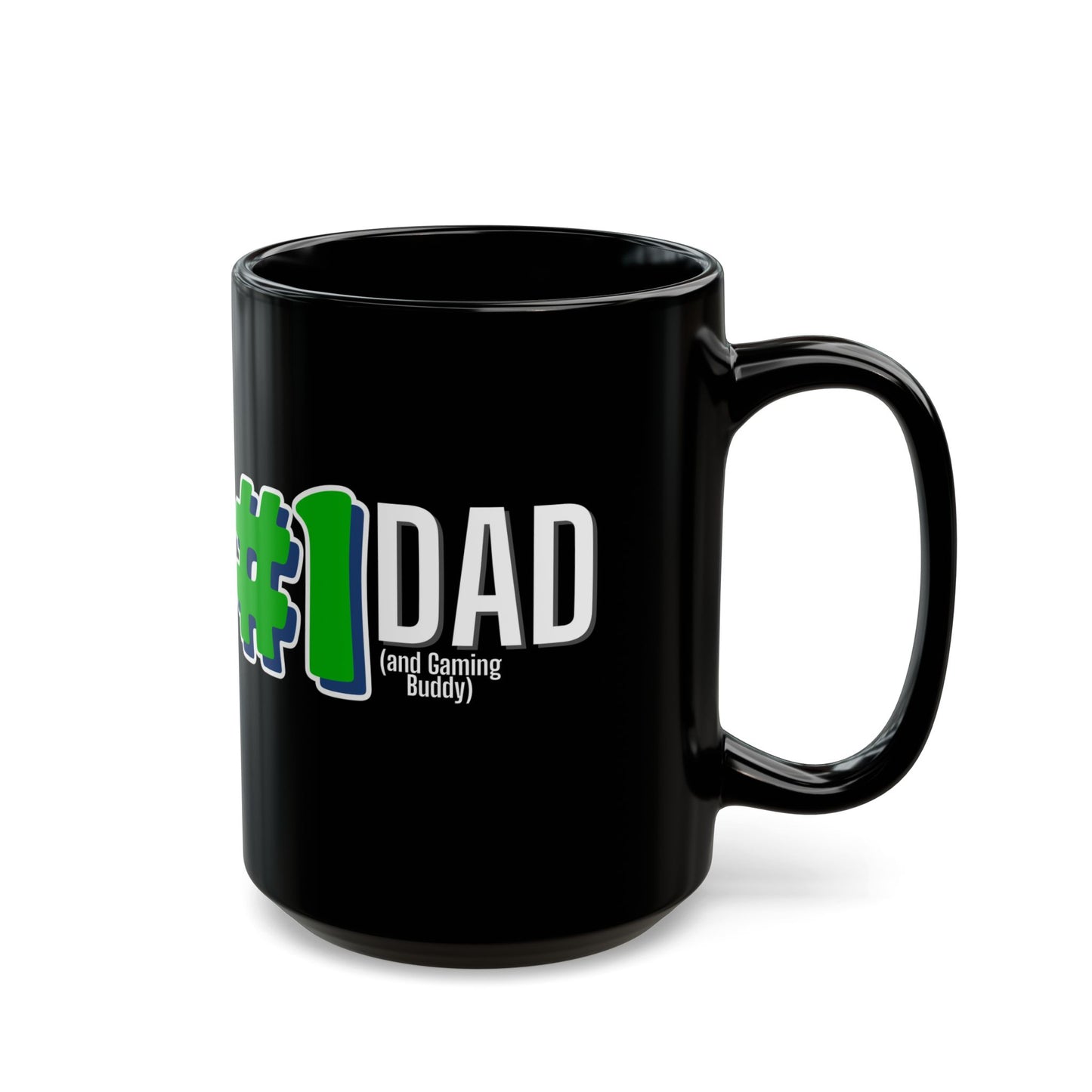 #1 Dad (and Gaming Buddy) Black Ceramic Mug