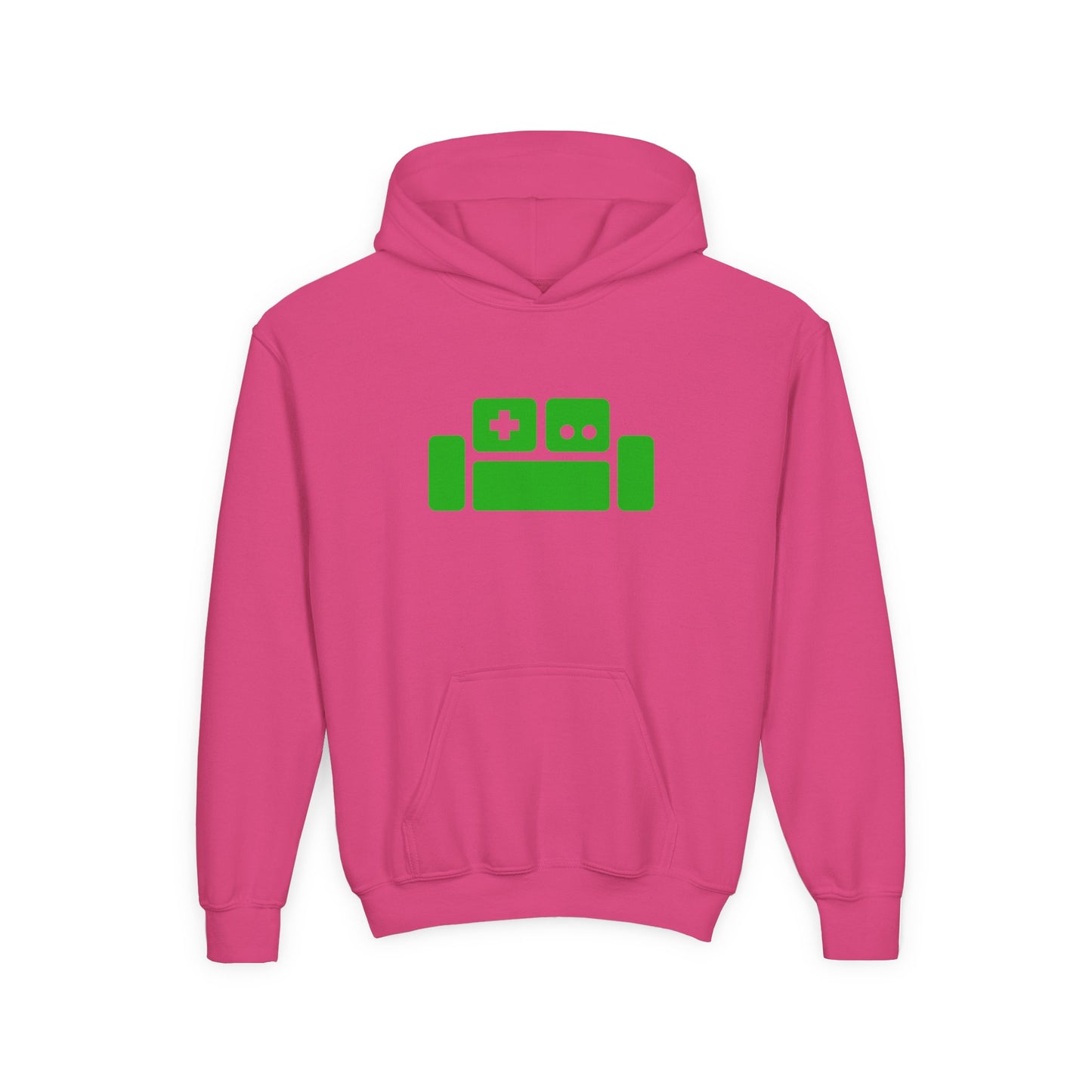 Basement Logo Kids Hoodie (green couch)