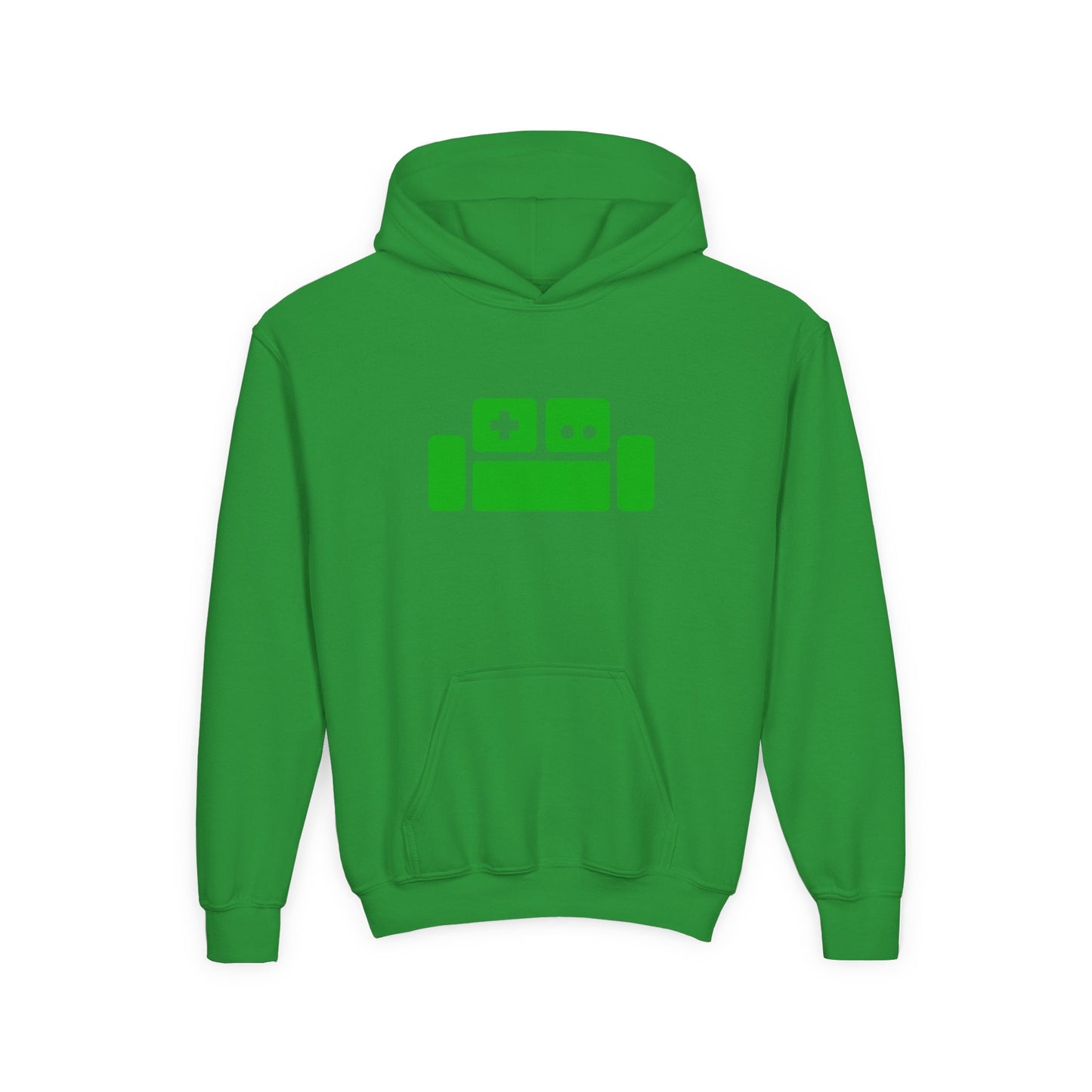 Basement Logo Kids Hoodie (green couch)