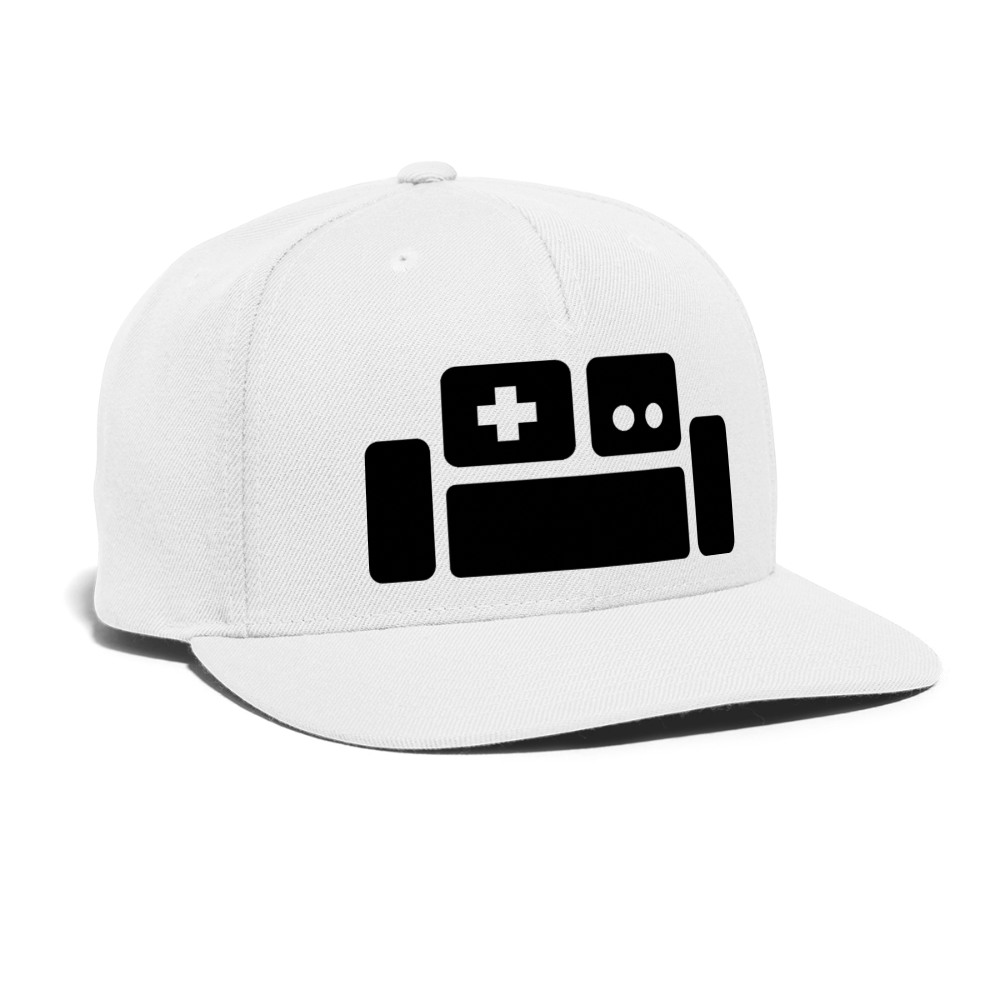 Black Basement Couch Snapback Cap - white