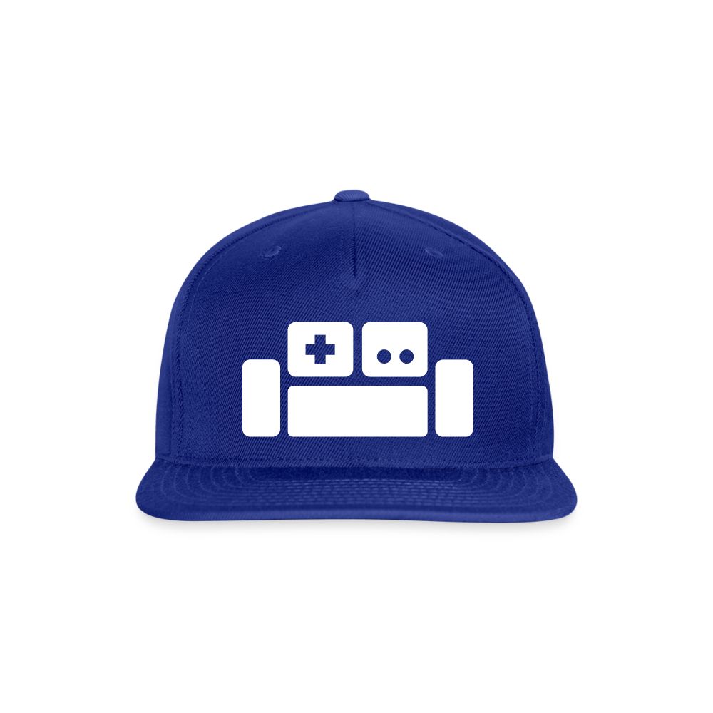 Basement Couch White Logo Snapback Cap - royal blue
