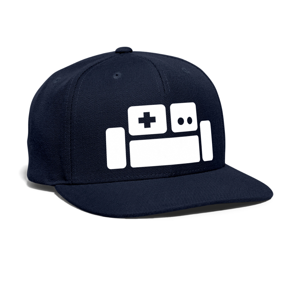 Basement Couch White Logo Snapback Cap - navy