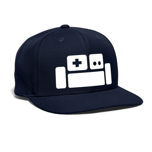 Basement Couch White Logo Snapback Cap - navy