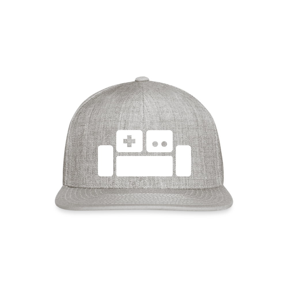 Basement Couch White Logo Snapback Cap - heather gray