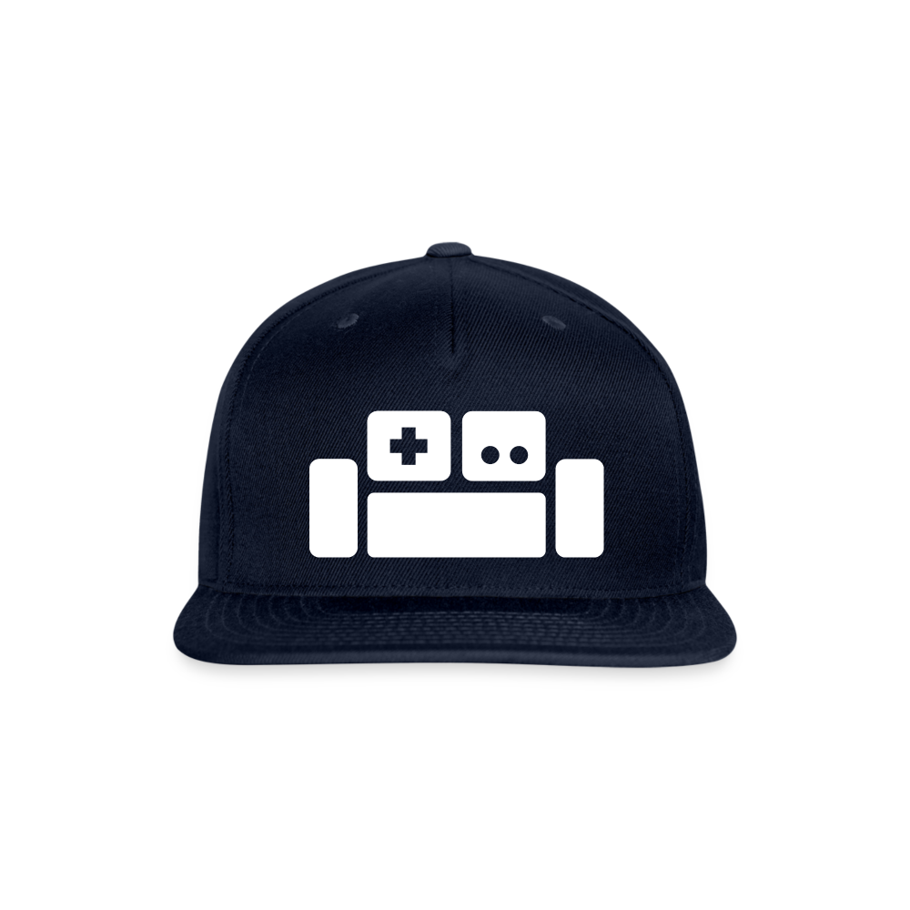 Basement Couch White Logo Snapback Cap - navy