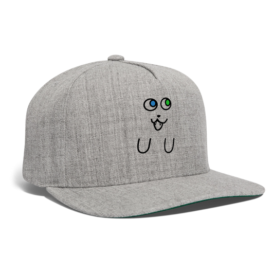 Ghost Cat Snapback Cap - heather gray