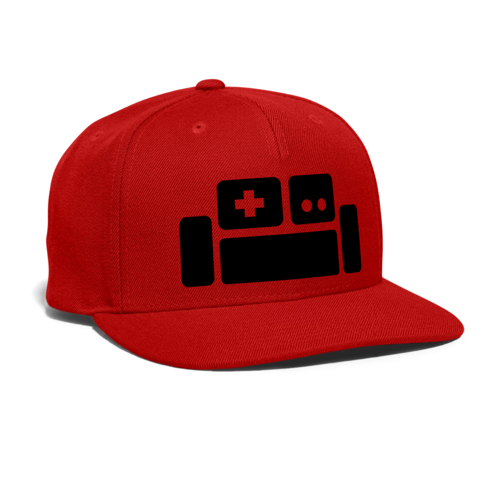 Black Basement Couch Snapback Cap - red