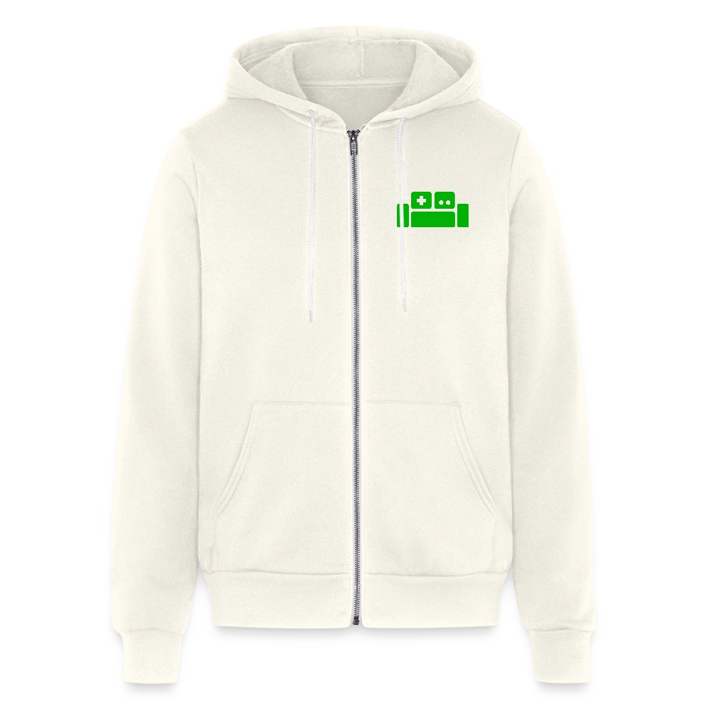 Basement Logo Zip-up Hoodie (Green Couch) - vintage white