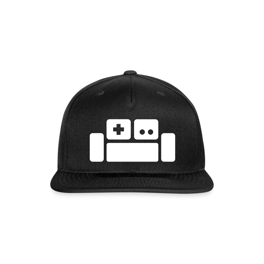Basement Couch White Logo Snapback Cap - black