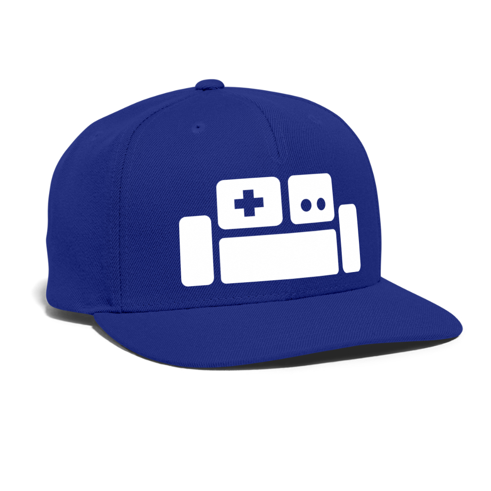 Basement Couch White Logo Snapback Cap - royal blue