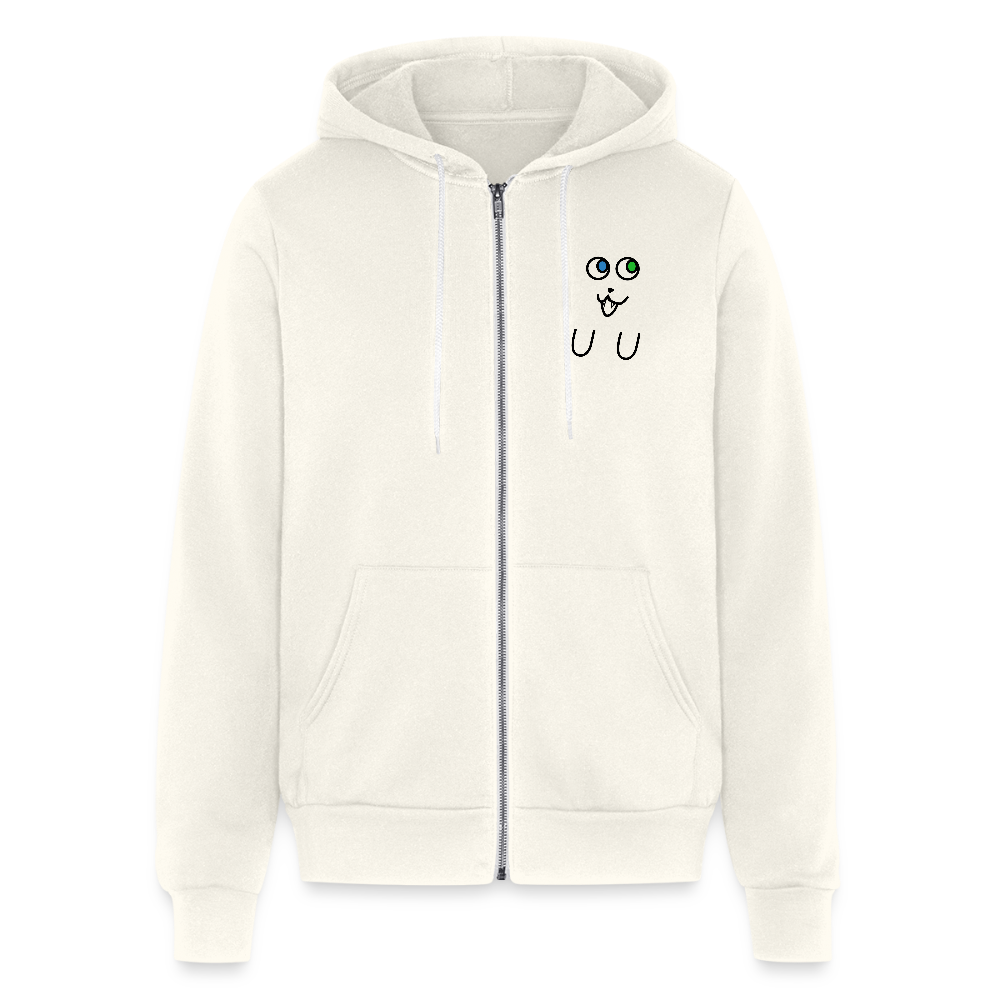 Ghost Cat Zip-up Hoodie - vintage white