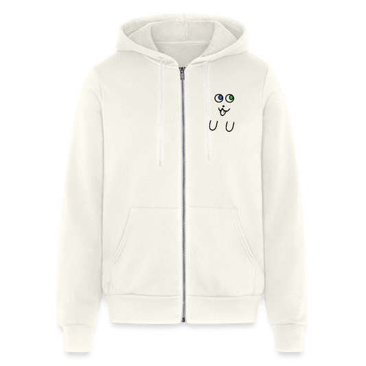 Ghost Cat Zip-up Hoodie - vintage white