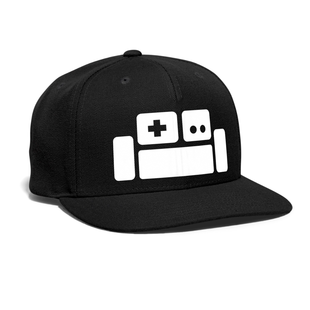 Basement Couch White Logo Snapback Cap - black