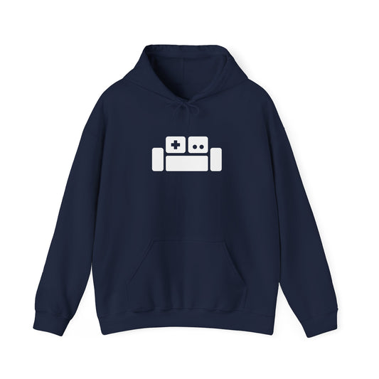 Basement Logo Adult Unisex Hoodie (white couch)
