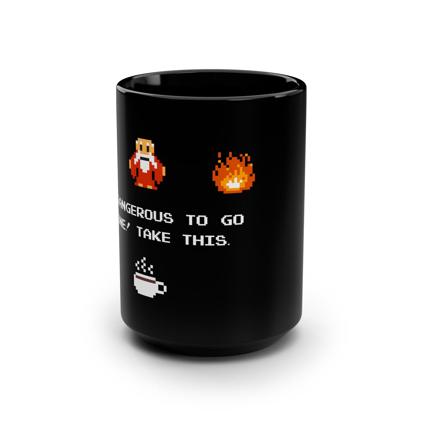 Dangerous to Go Without Coffee - Retro Gamer Black Mug - 15oz