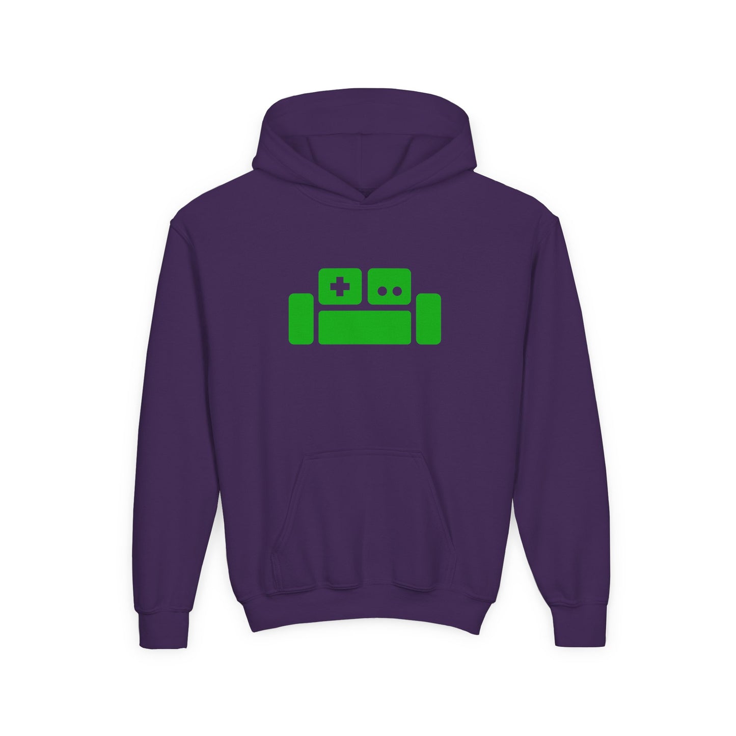 Basement Logo Kids Hoodie (green couch)